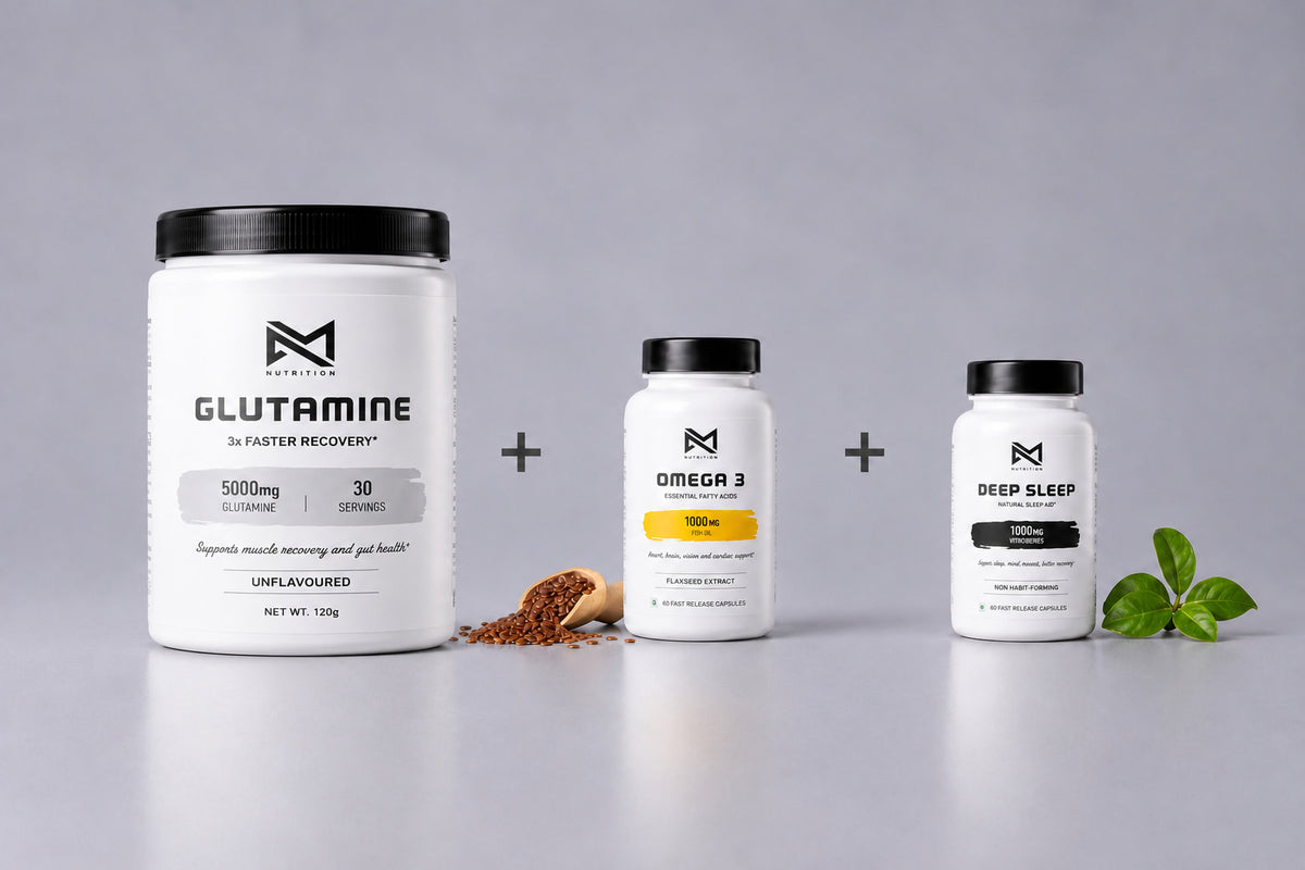 VM Nutrition Recovery and Sleep stack with Glutamine, Omega 3 and Deep Sleep